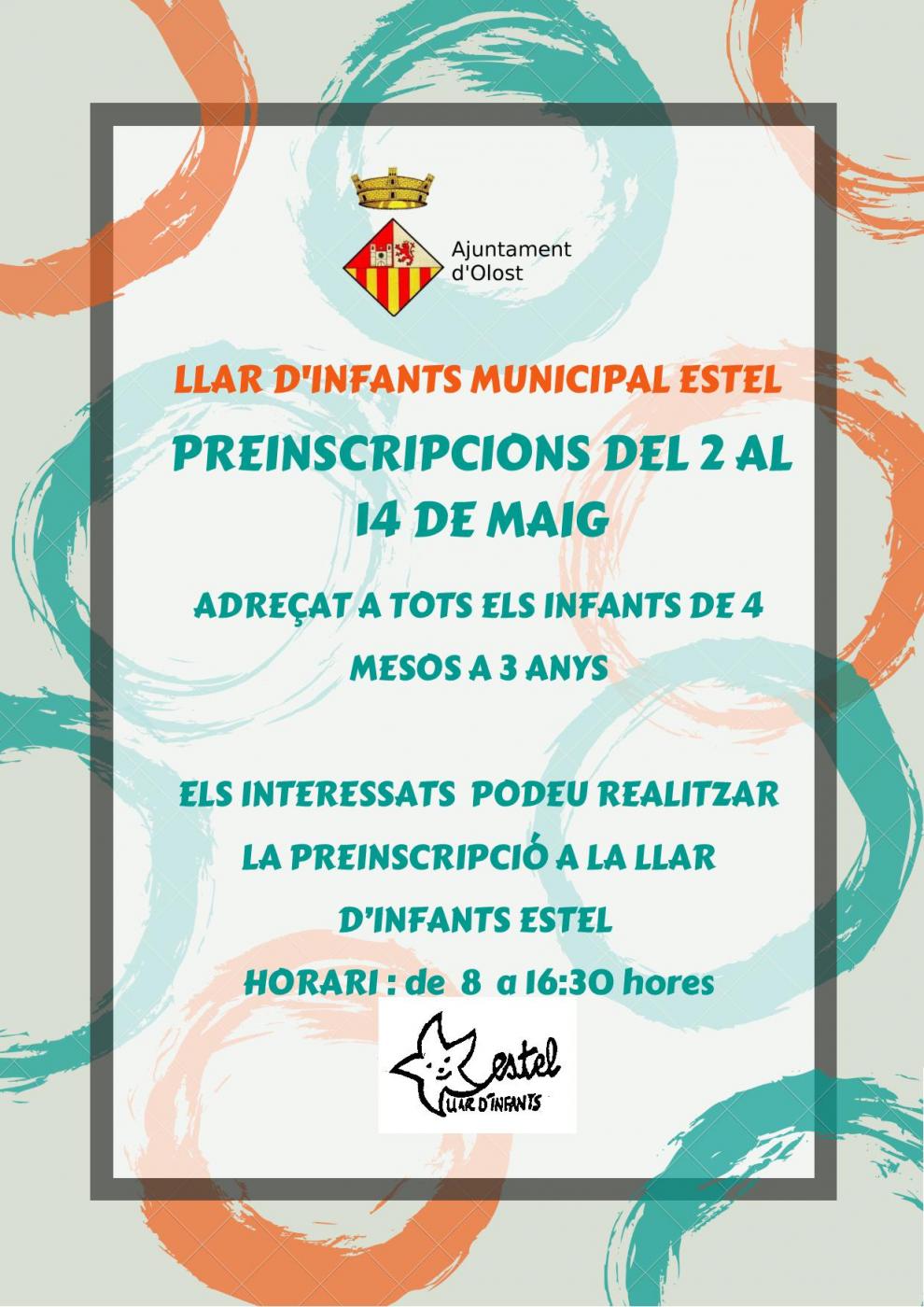 Preinscripció a l'Escola Bressol Estel per al curs 2018-2019
